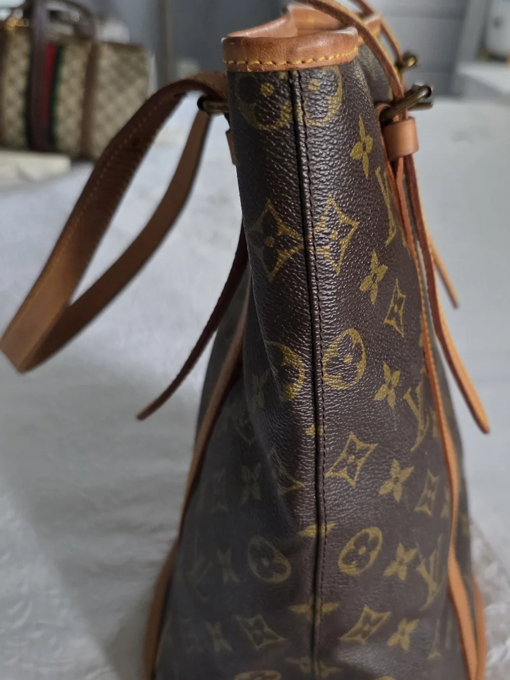 Louis Vuitton Monogram Canvas Shoulder Bag in Brown and Tan